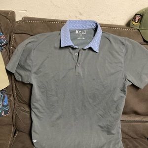 BYLT Shirt Mens Medium Black Short Sleeve Casual Drop Cut Golf Polo Adults